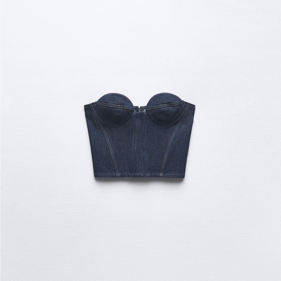 ZARA NWT CONTRAST TOPSTITCHING BUSTIER ❤️ - Picture 2 of 3